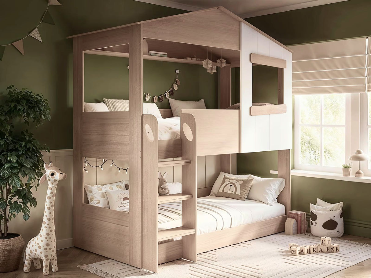 Flair Dreamland House Bunk Bed Oak & White