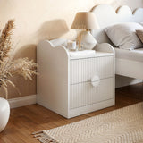 Flair Calista 2 Drawer Cloud Detail Ribbed Bedside Table White