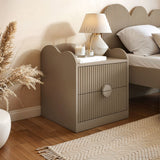 Flair Calista 2 Drawer Cloud Detail Ribbed Bedside Table Taupe