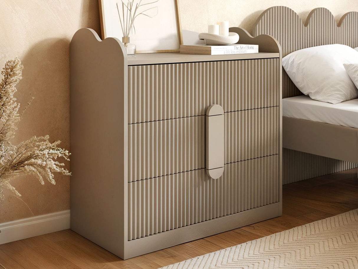 Flair Calista Ribbed Chest of 3 Drawers Taupe