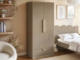 Flair Calista Ribbed Wardrobe 2 Doors with Drawer Taupe