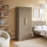 Flair Calista Ribbed Wardrobe 2 Doors with Drawer Taupe