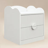 Flair Calista 2 Drawer Cloud Detail Ribbed Bedside Table White