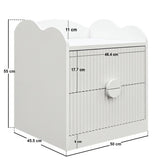 Flair Calista 2 Drawer Cloud Detail Ribbed Bedside Table White