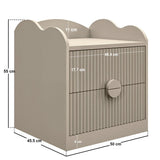 Flair Calista 2 Drawer Cloud Detail Ribbed Bedside Table Taupe
