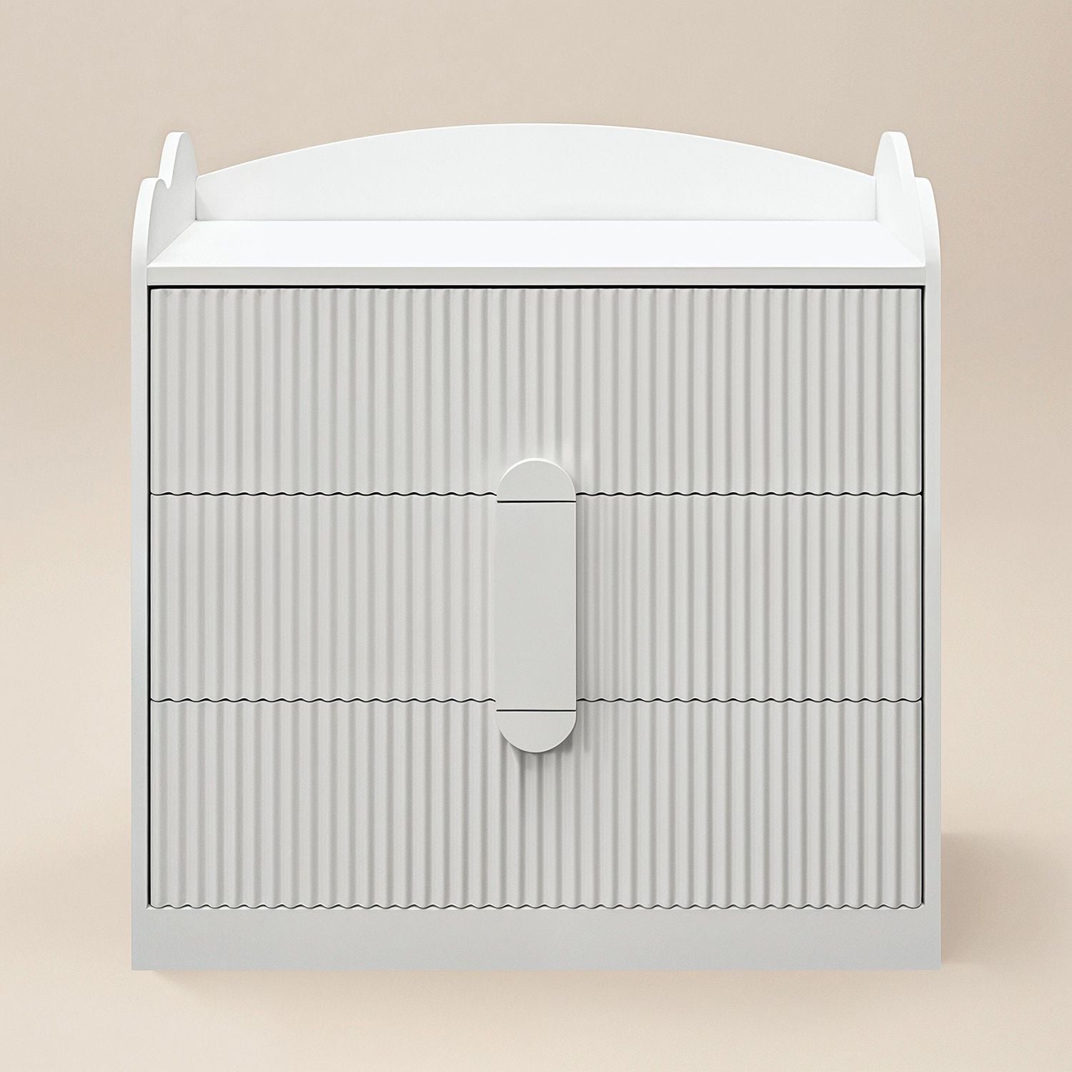 Flair Calista Ribbed Chest of 3 Drawers White