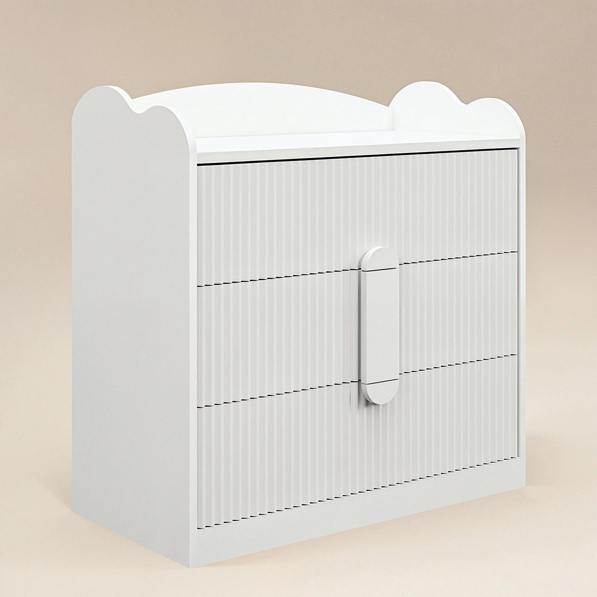 Flair Calista Ribbed Chest of 3 Drawers White