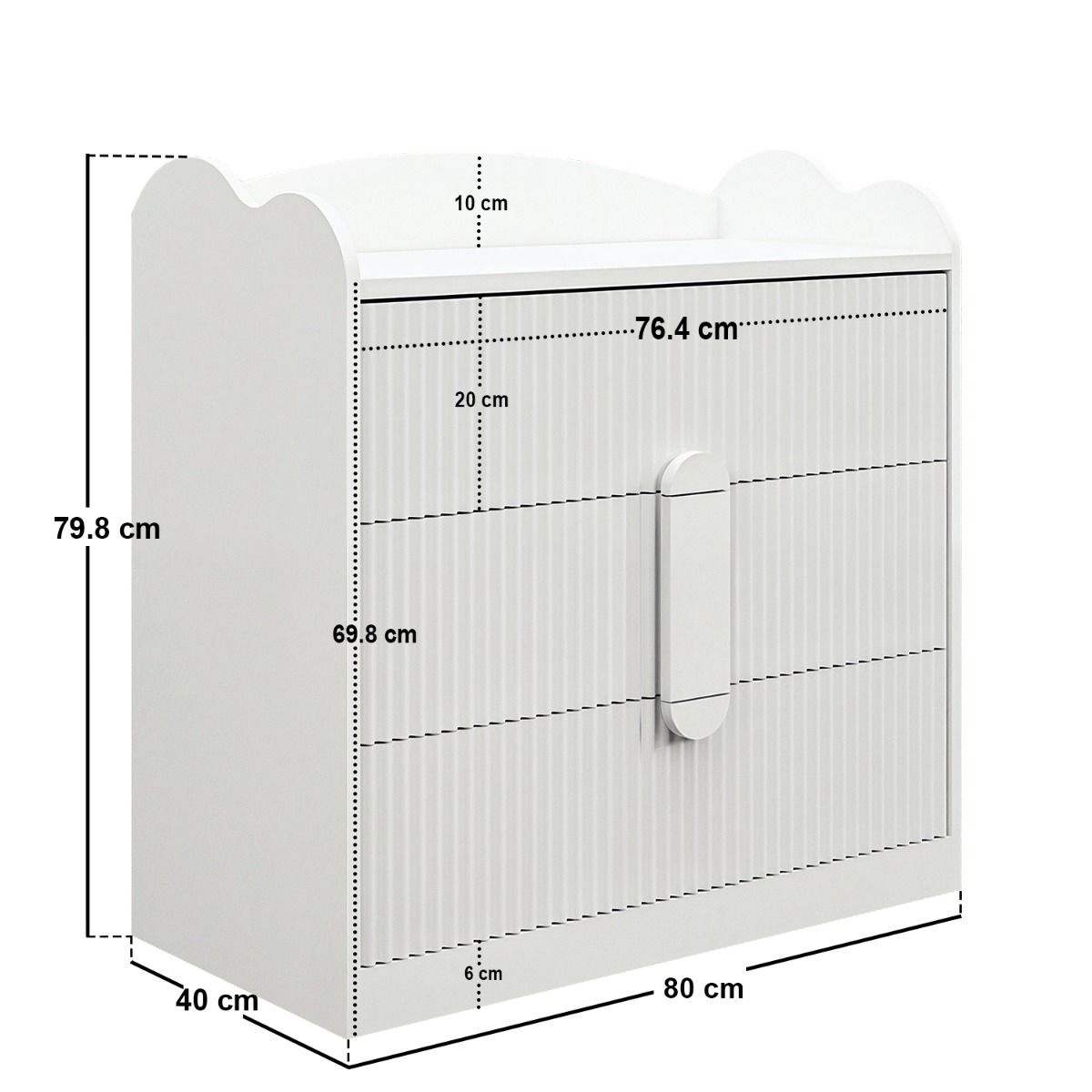 Flair Calista Ribbed Chest of 3 Drawers White