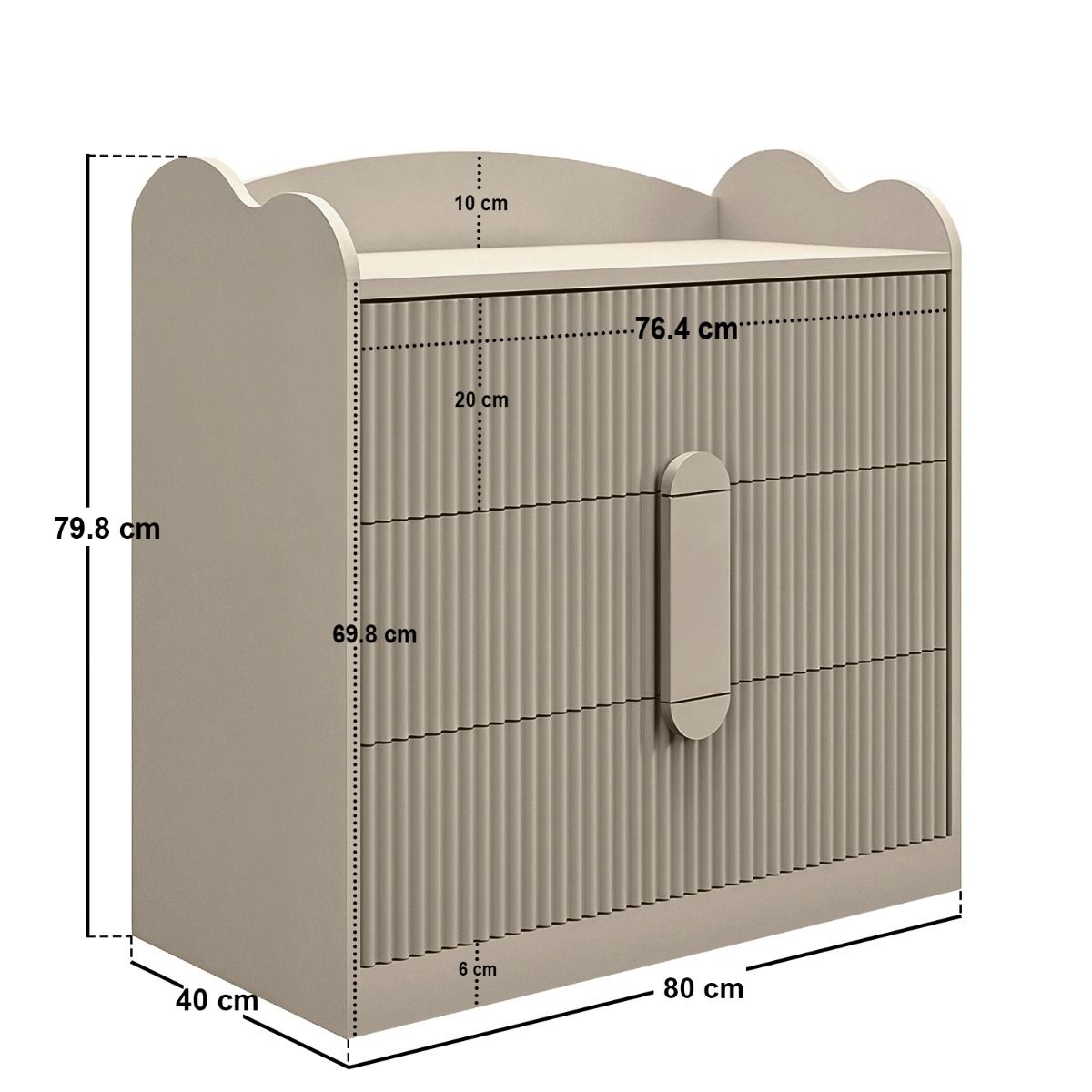 Flair Calista Ribbed Chest of 3 Drawers Taupe