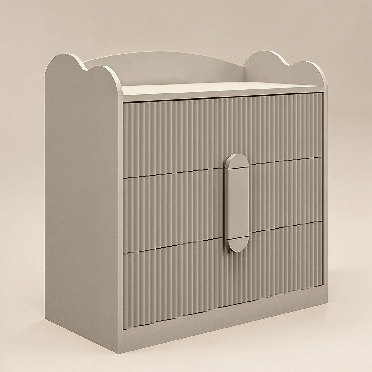 Flair Calista Ribbed Chest of 3 Drawers Taupe