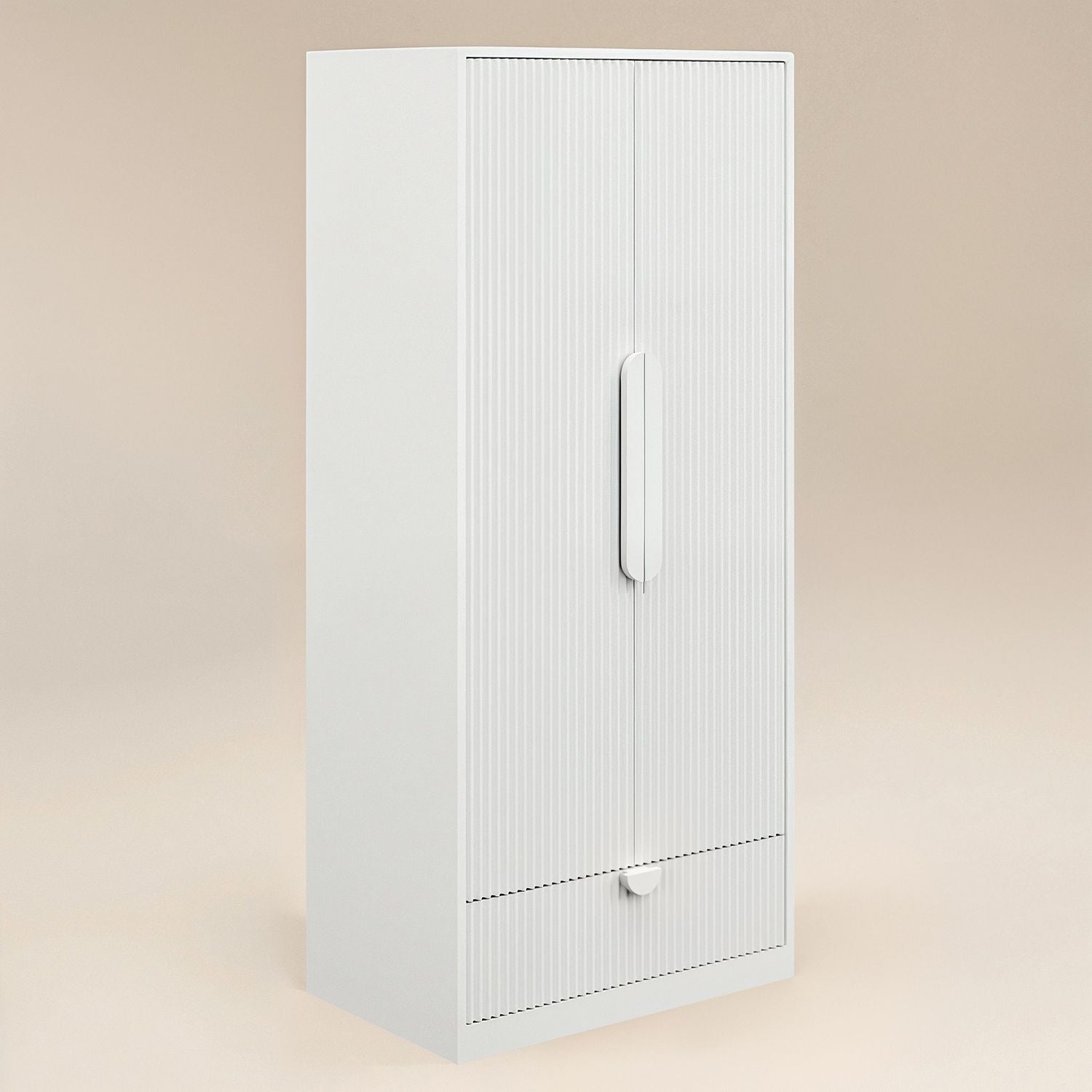 Flair Calista Ribbed Wardrobe 2 Doors with Drawer White