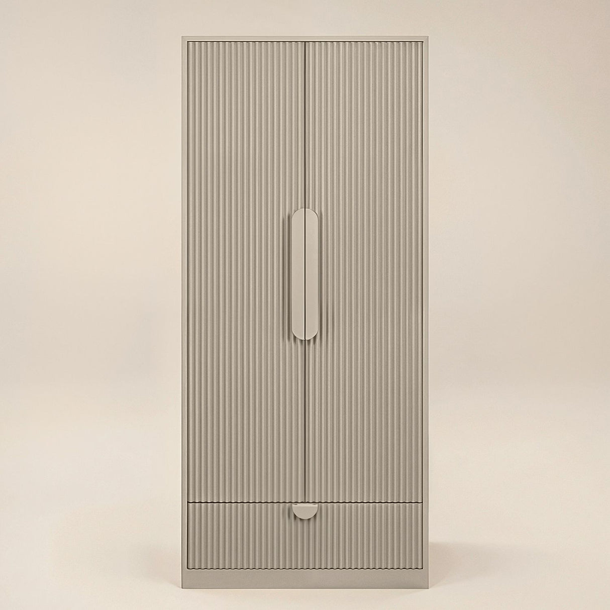 Flair Calista Ribbed Wardrobe 2 Doors with Drawer Taupe