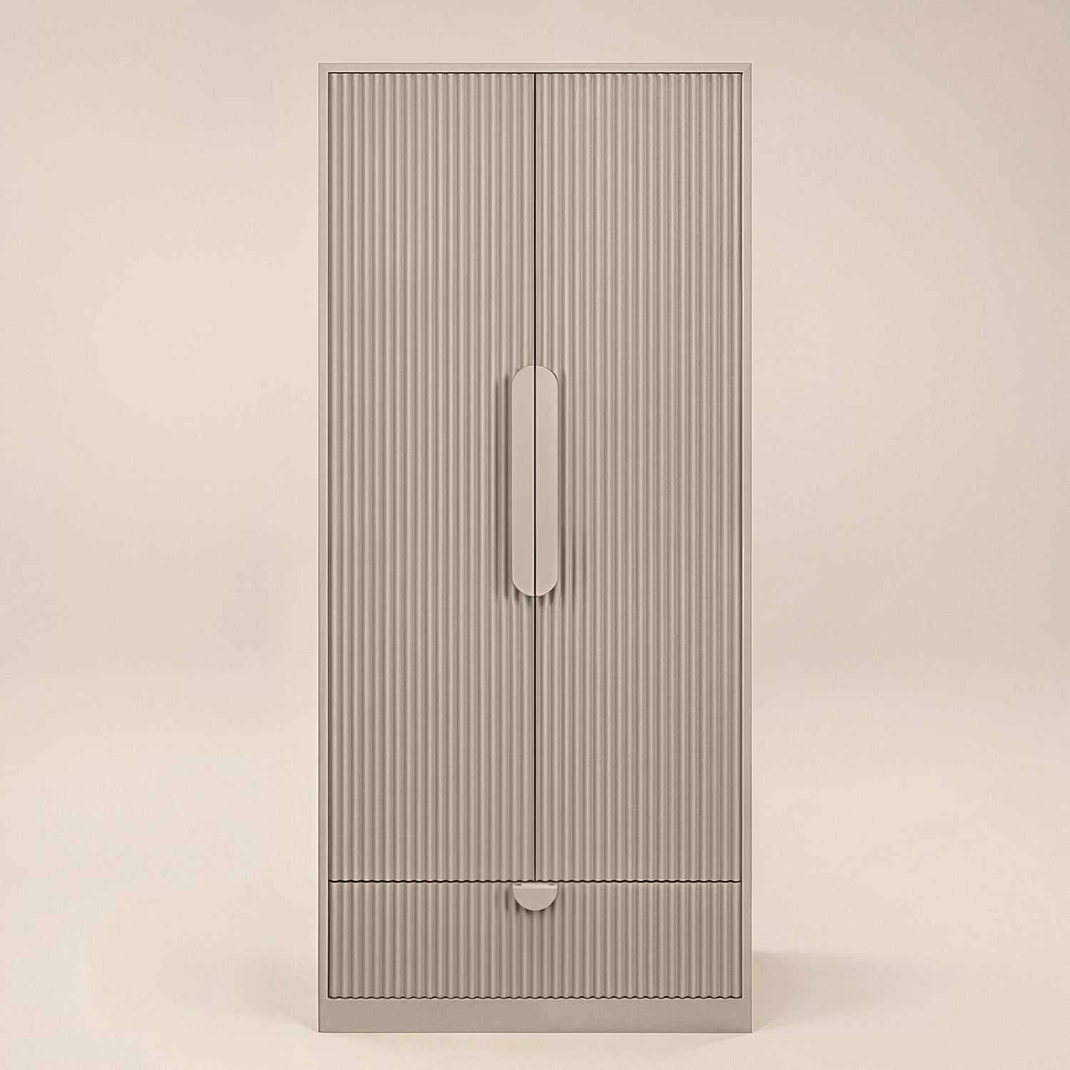 Flair Calista Ribbed Wardrobe 2 Doors with Drawer Taupe
