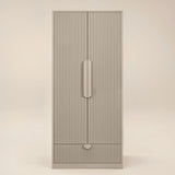 Flair Calista Ribbed Wardrobe 2 Doors with Drawer Taupe