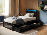 Flair Callan Metal Bed with Storage & LED Black Single