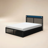 Flair Callan Metal Bed Frame with Storage & LED Black Small Double