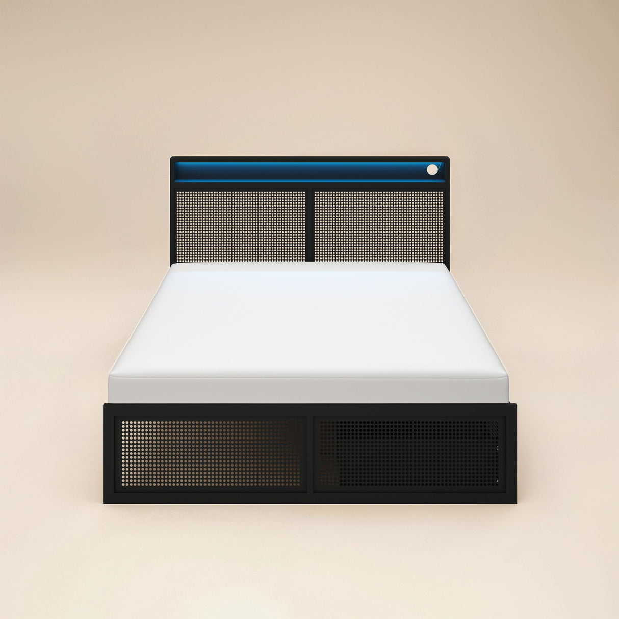 Flair Callan Metal Bed Frame with Storage & LED Black Double