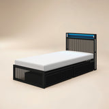 Flair Callan Metal Bed with Storage & LED Black Single