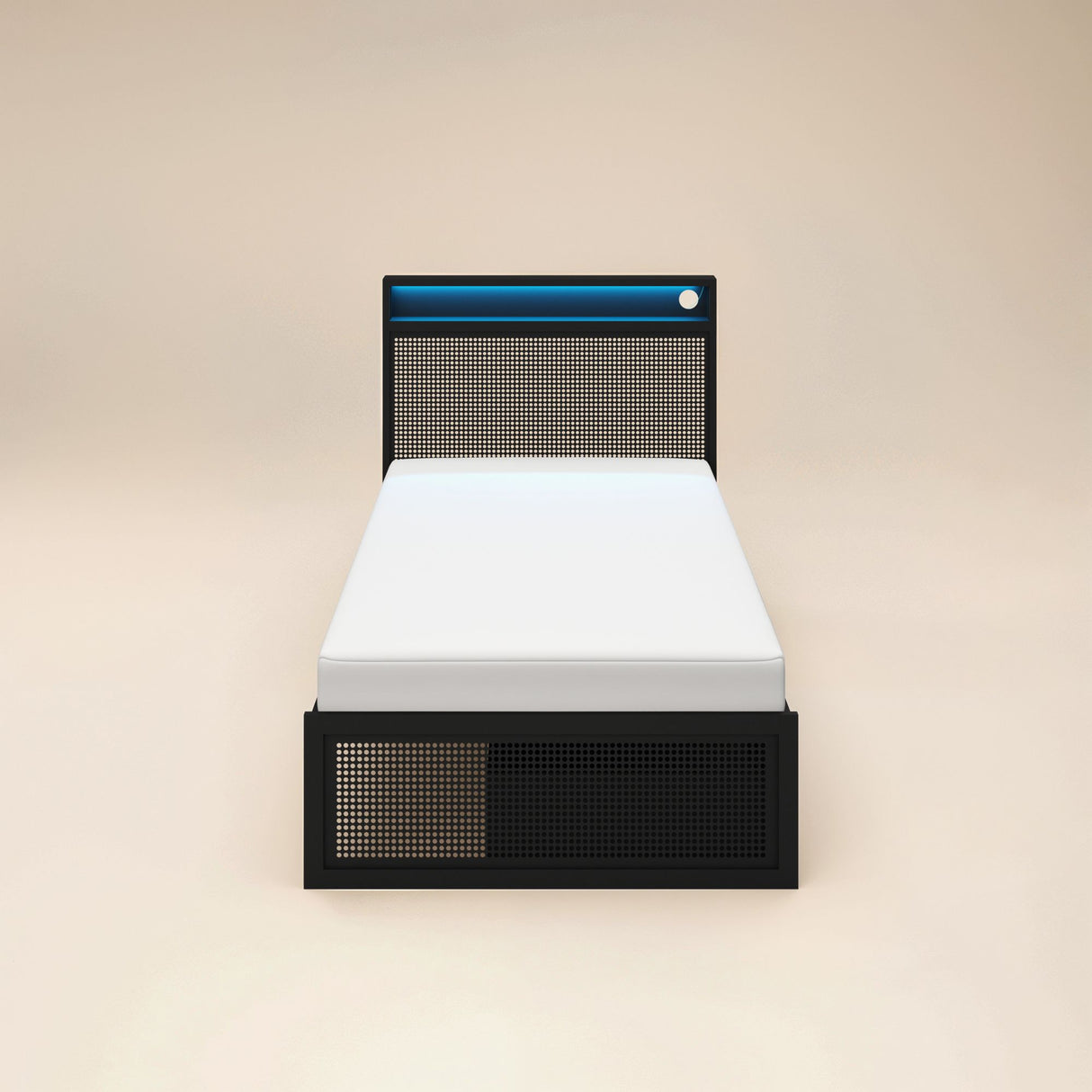 Flair Callan Metal Bed with Storage & LED Black Single
