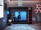 Recoil Shuttle Single LED Gaming High Sleeper Black & Red