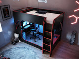 Recoil Shuttle Small Double LED Gaming High Sleeper Black & Red
