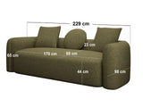 SOLACE+CO Cami 3 Seater Sofa Green Chenille