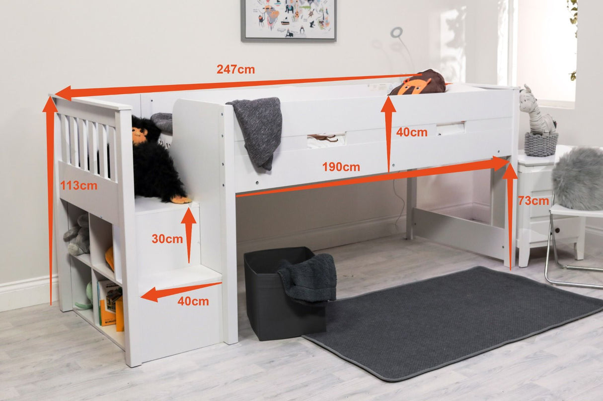Flair Charlie Staircase Mid Sleeper Bed White