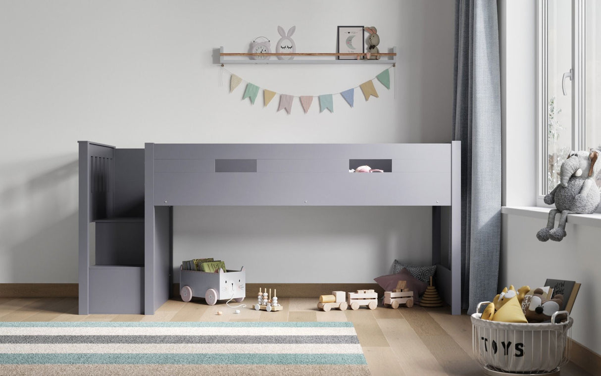 Flair Charlie Staircase Mid Sleeper Bed Grey