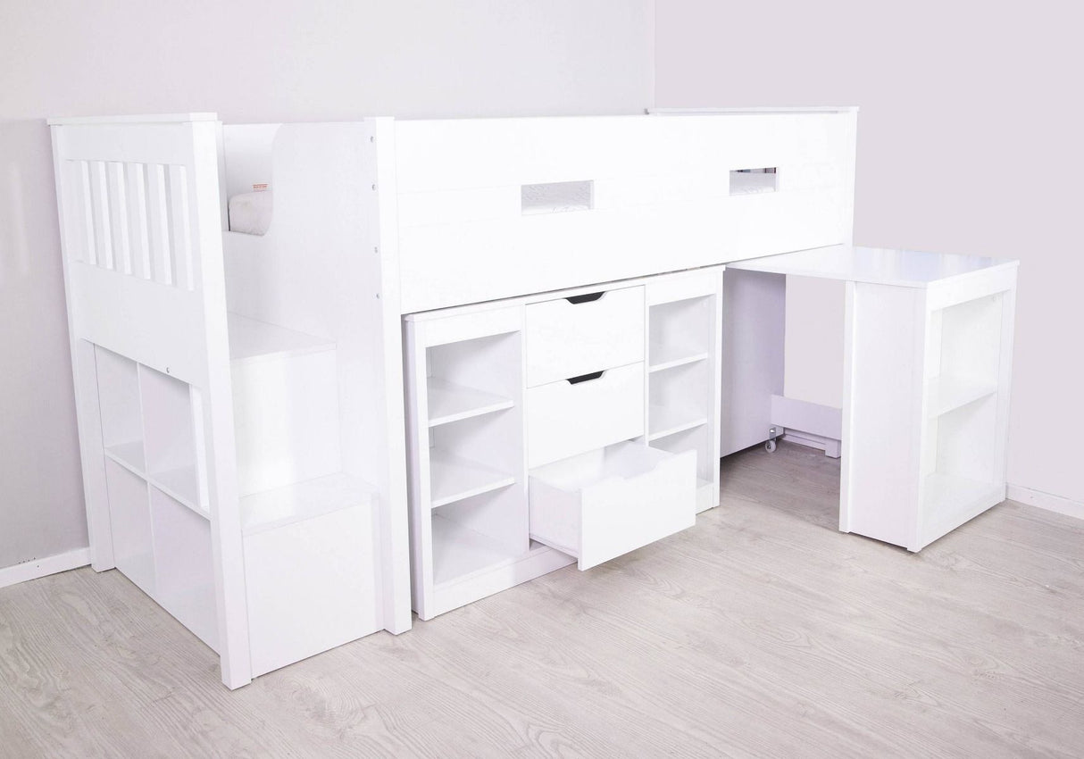 Flair Charlie Staircase Mid Sleeper Bed White