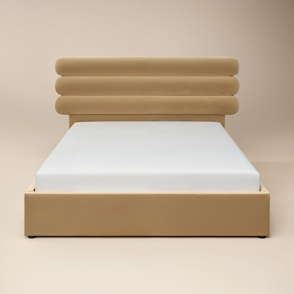SOLACE+CO Atlas Ottoman Bed Sand Velvet Double