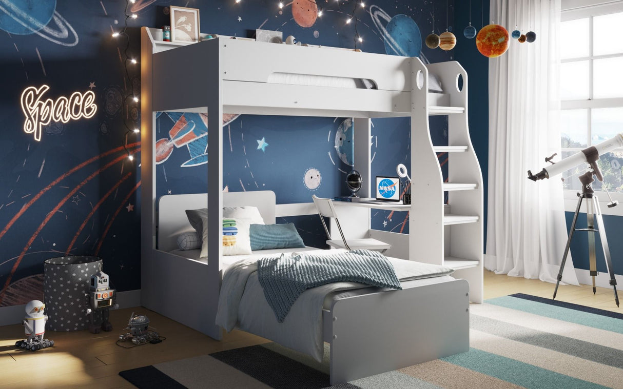 Flair Cosmic L Shaped Bunk Bed White