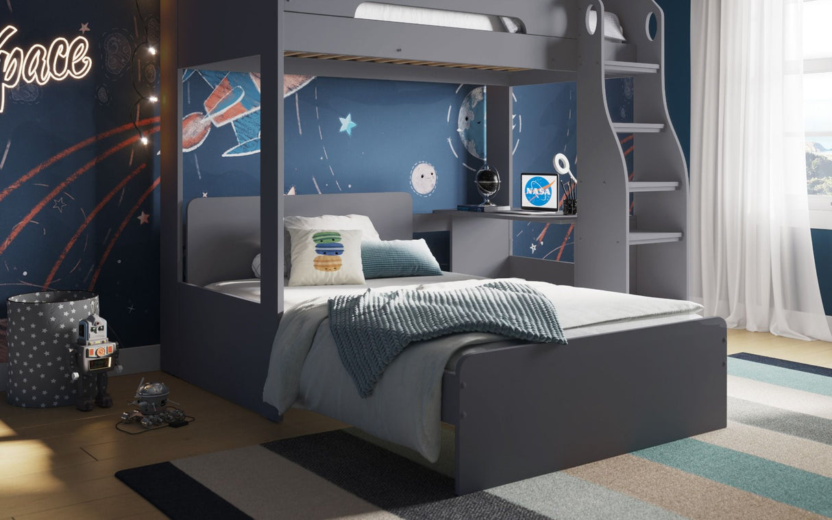 Flair Cosmic L Shaped Triple Bunk Bed Grey