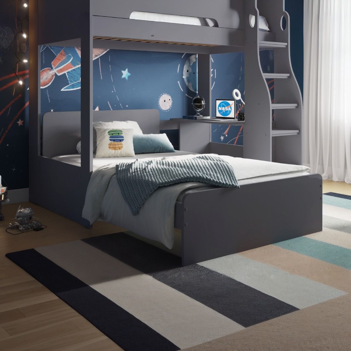 Flair Cosmic L Shaped Triple Bunk Bed Grey