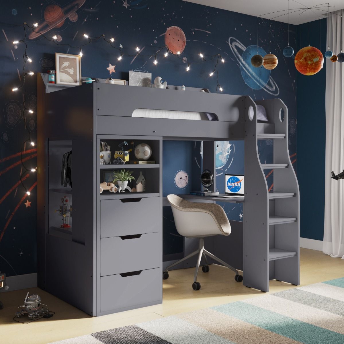 Flair Cosmic Storage High Sleeper Grey