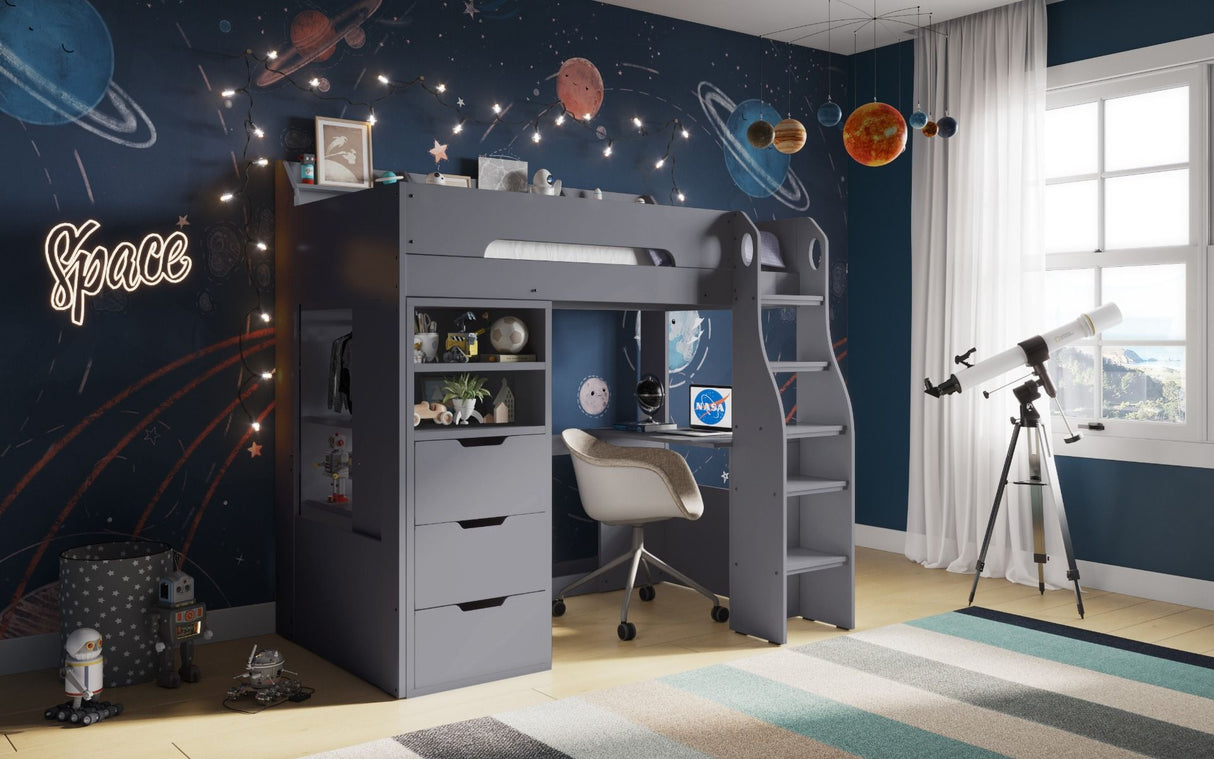 Flair Cosmic Storage High Sleeper Grey