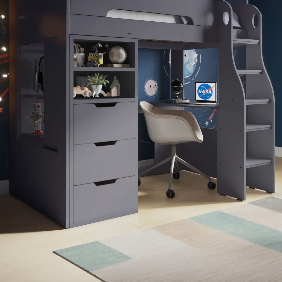 Flair Cosmic Storage High Sleeper Grey