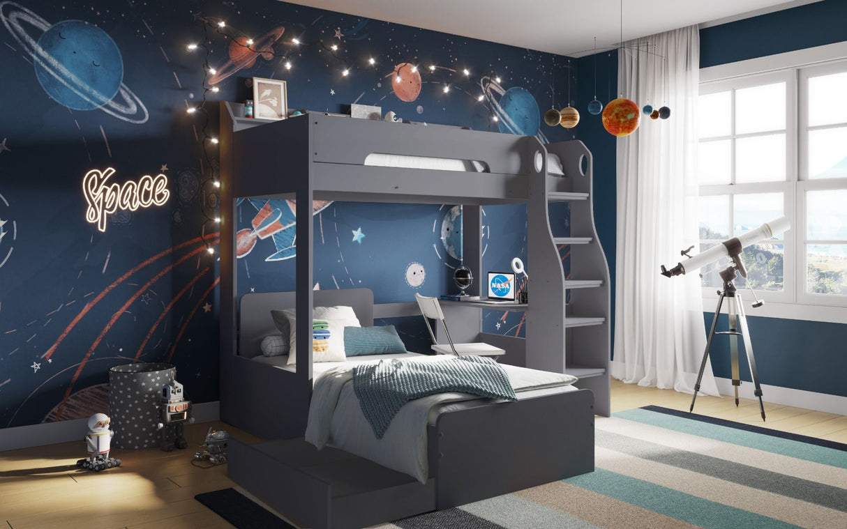 Flair Cosmic L Shaped Bunk Bed Grey