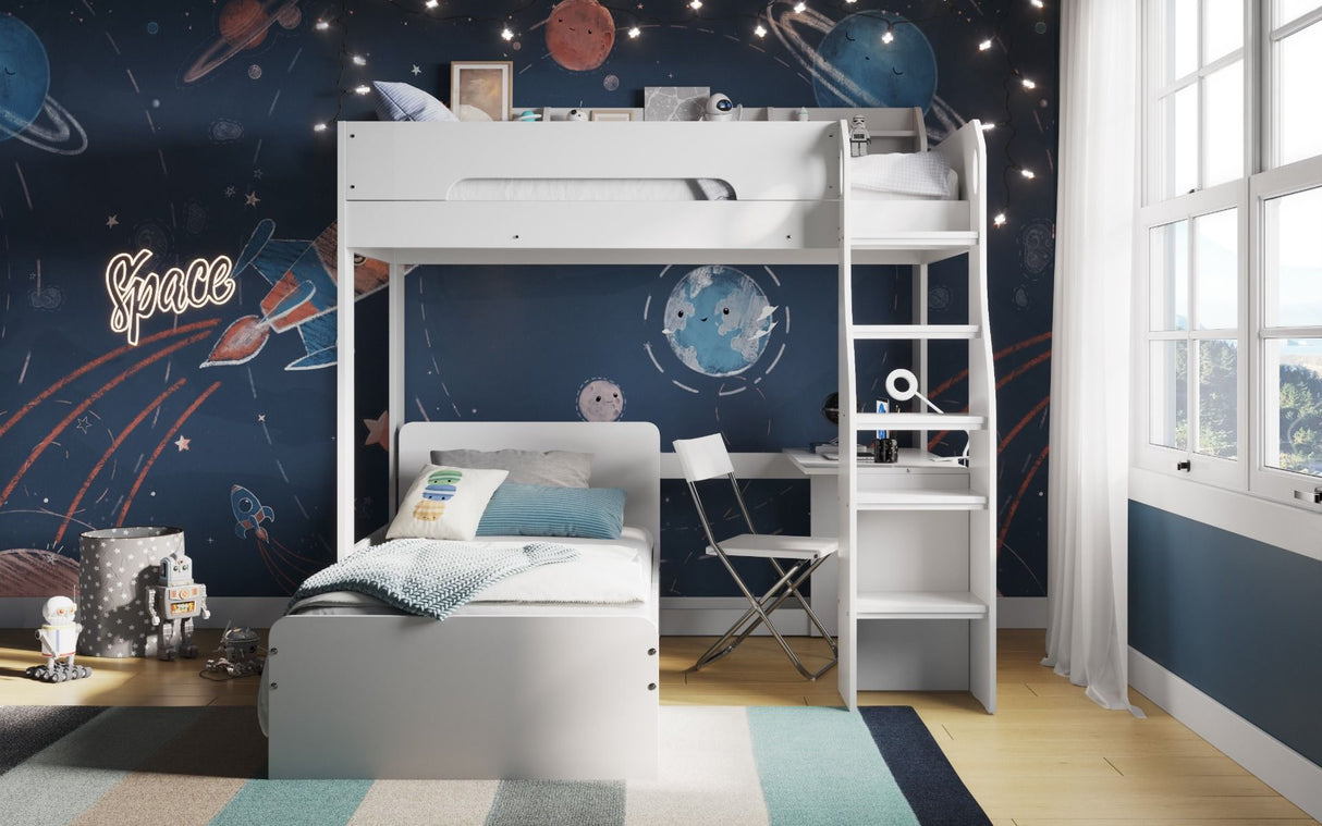 Flair Cosmic L Shaped Bunk Bed White