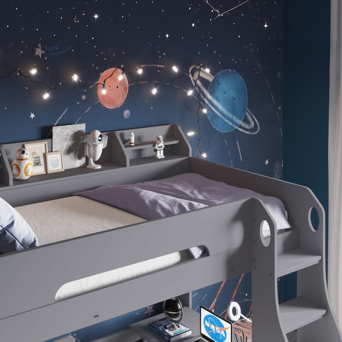 Flair Cosmic L Shaped Triple Bunk Bed Grey