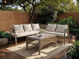 SOLACE+CO Dayton Corner Sofa & Coffee Table Garden Set Beige