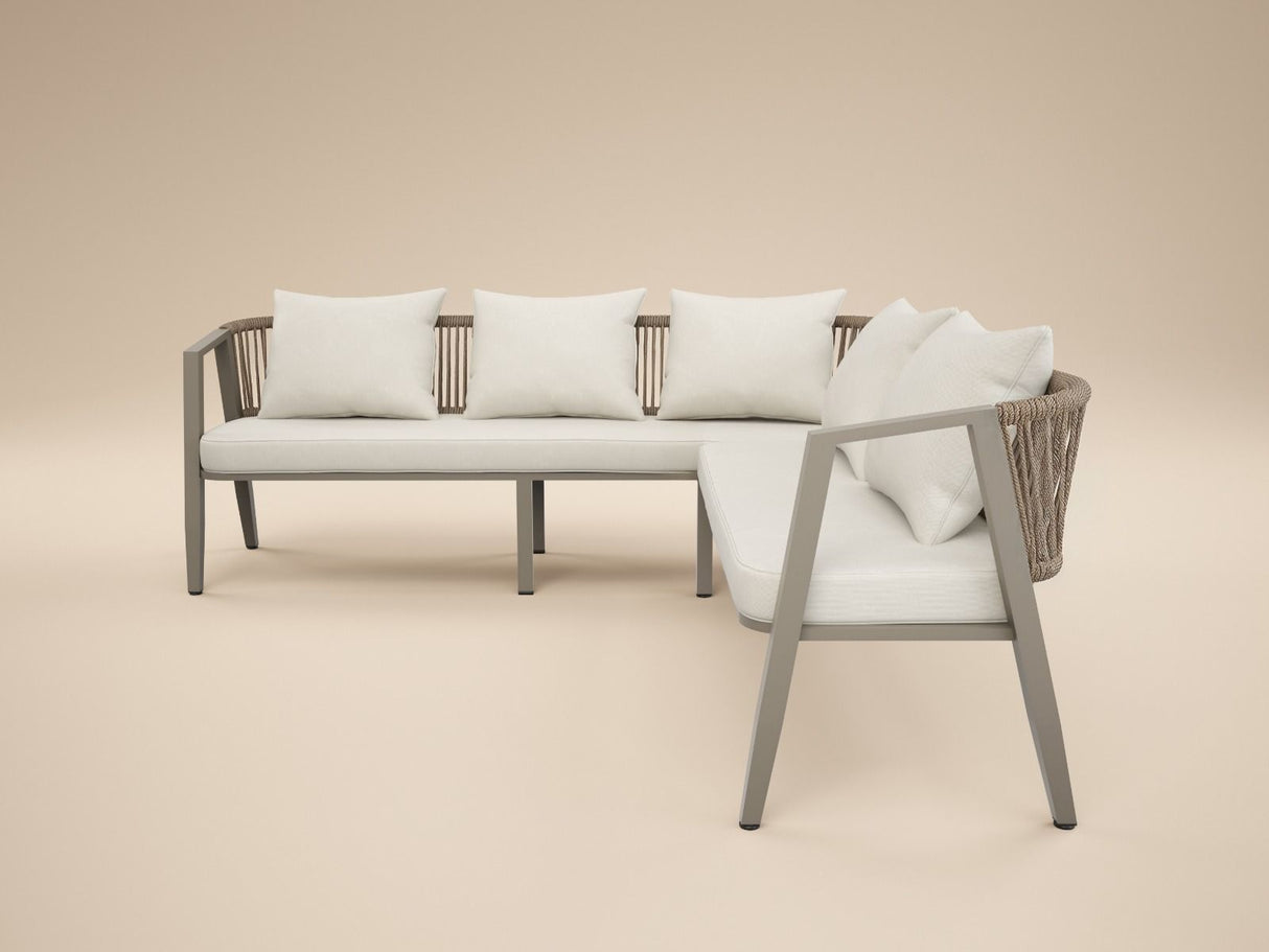 SOLACE+CO Dayton Corner Sofa & Coffee Table Garden Set Beige