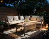 SOLACE+CO Dayton Corner Sofa & Coffee Table Garden Set Beige