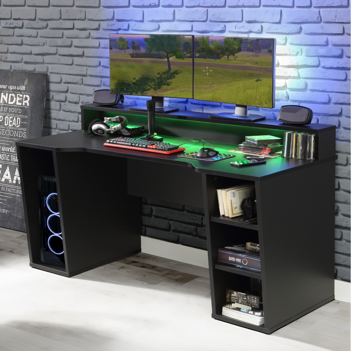 Flair Power X Gaming Desk with RGB LED Black