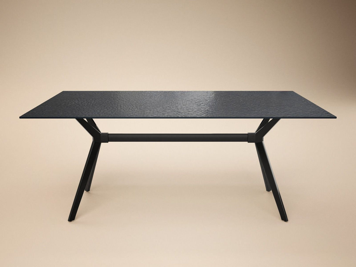 SOLACE+CO Emil Black Mottled Glass Rectangular Dining Table