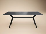 SOLACE+CO Emil Black Mottled Glass Rectangular Dining Table