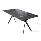 SOLACE+CO Emil Black Mottled Glass Rectangular Dining Table