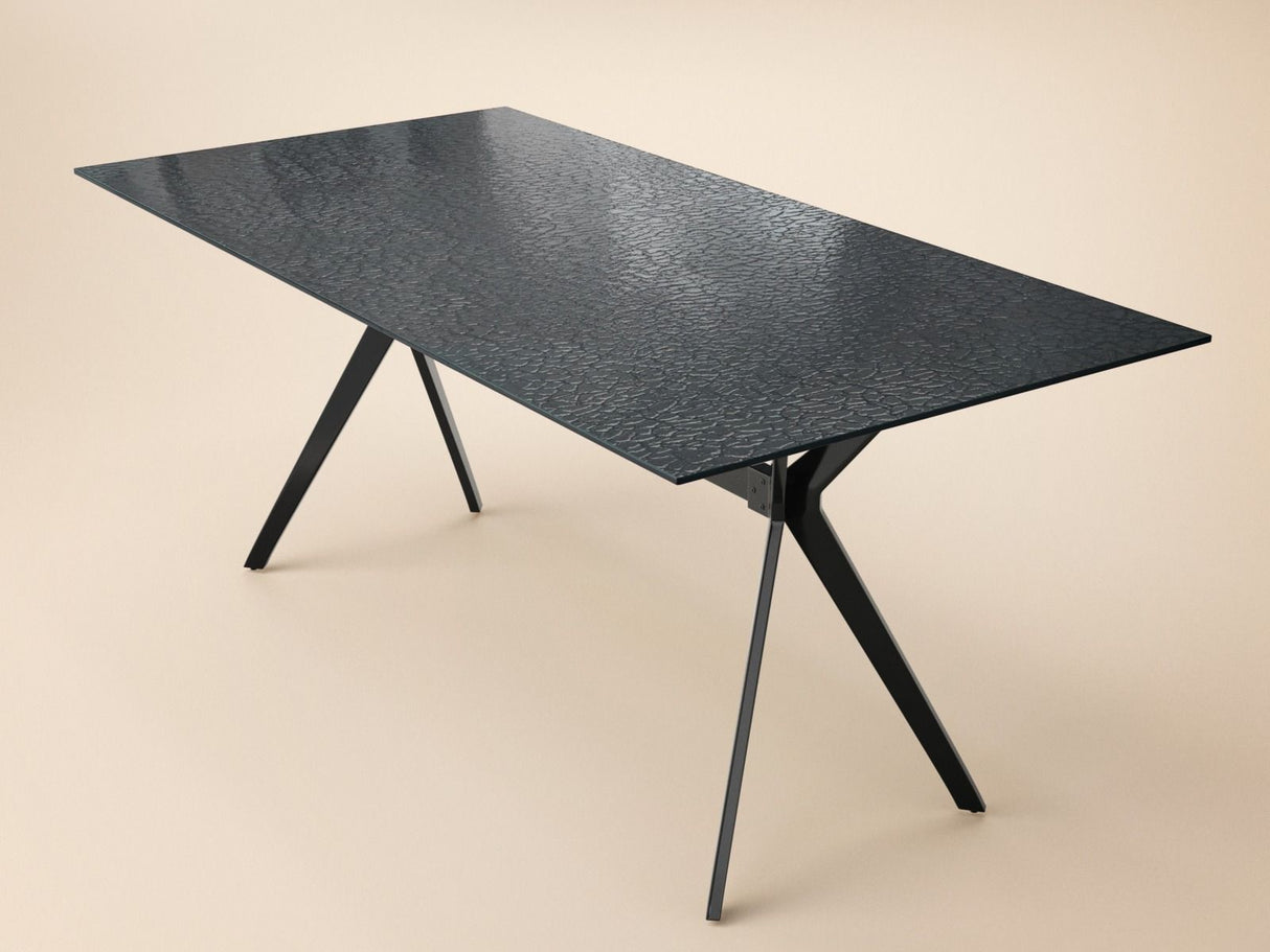 SOLACE+CO Emil Black Mottled Glass Rectangular Dining Table