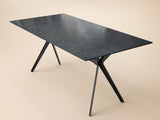 SOLACE+CO Emil Black Mottled Glass Rectangular Dining Table