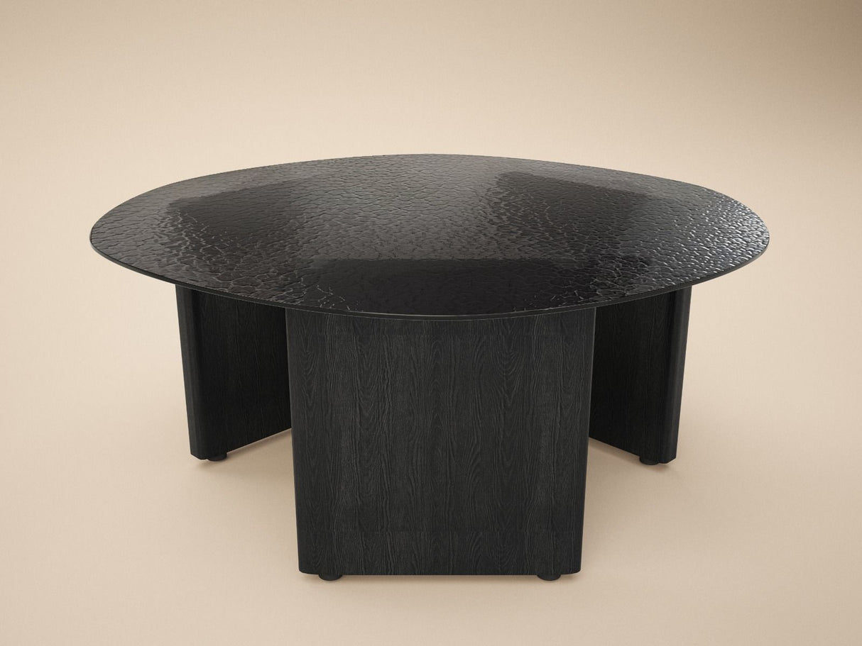 SOLACE+CO Emil Black Glass Round Coffee Table