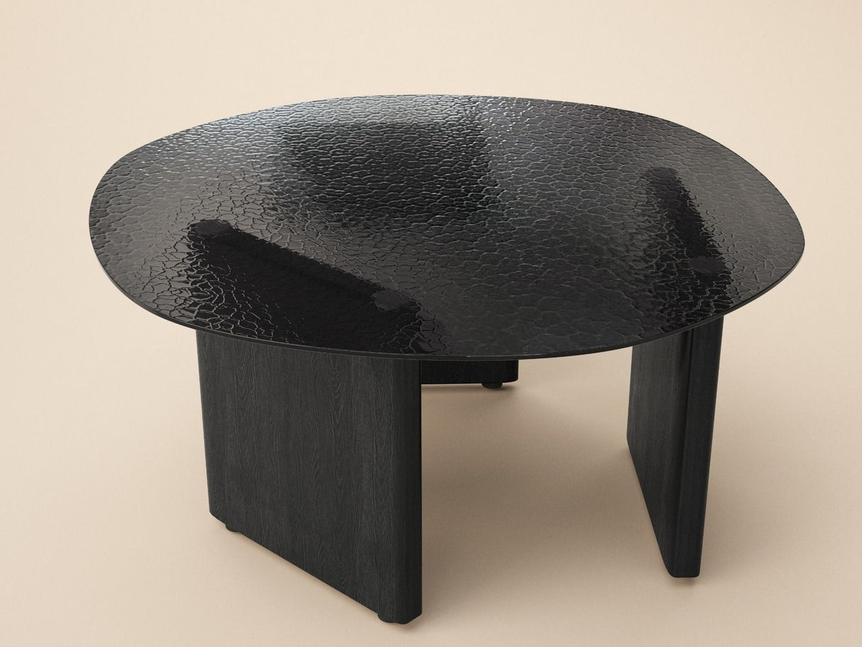 SOLACE+CO Emil Black Glass Round Coffee Table
